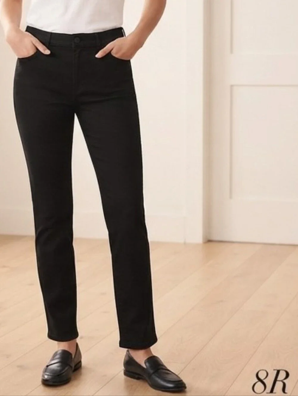 White House Black Market Black Slim Leg Career Pants Size 8R Office Minimalist
